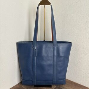 Vintage Coach Hamptons Tote Shoulder Bag Leather Blue 5188 WITH COA
